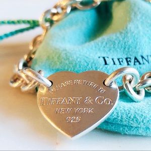 Authentic Tiffany and Co Heart Charm Bracelet 925